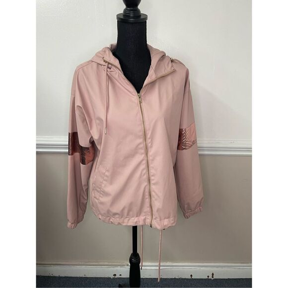 Forever 21 Blush Colored Windbreaker Jacket with Metallic Pink Size Small - Picture 1 of 5
